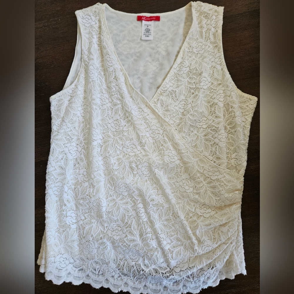 Anne Klein Lace Faux Wrap Top